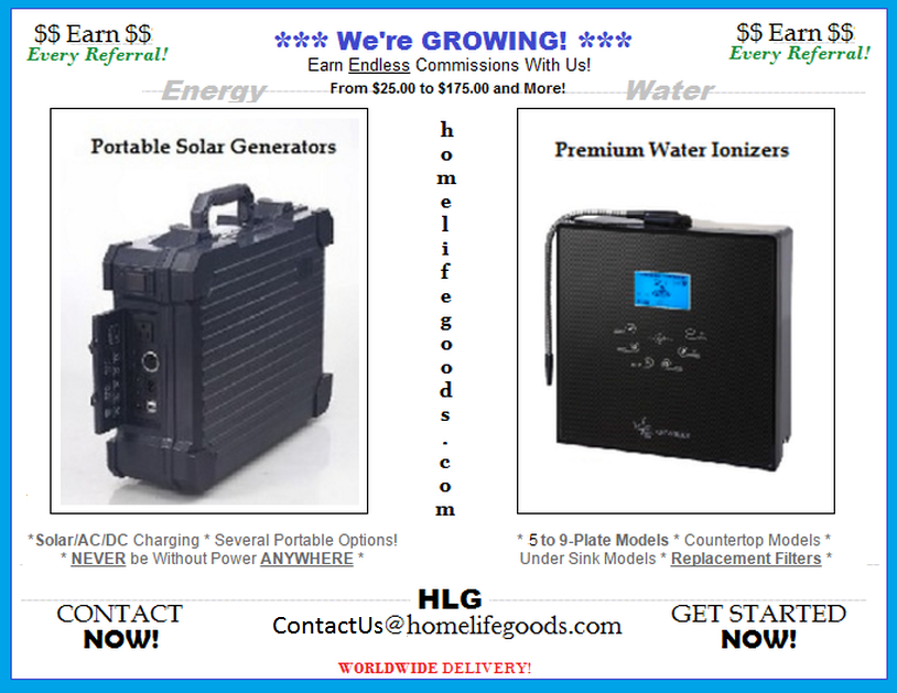 Earn UNLIMITED Payments to your PayPal Referring NEW Buyers of Water Ionizers and Solar Panels to Us!