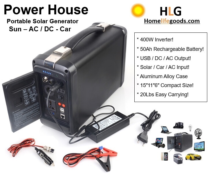 Portable Solar Inverter DUQI22 Rated Power 500W Solar Battery Solar Power Generator Power Generator 220V AC 12V DC And USB Output Charged By Solar Panel/Power Socket/Car Lithium Polymer Battery